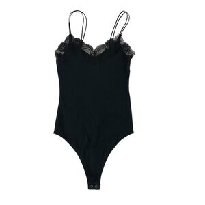 Black Lace Trim Bodysuit